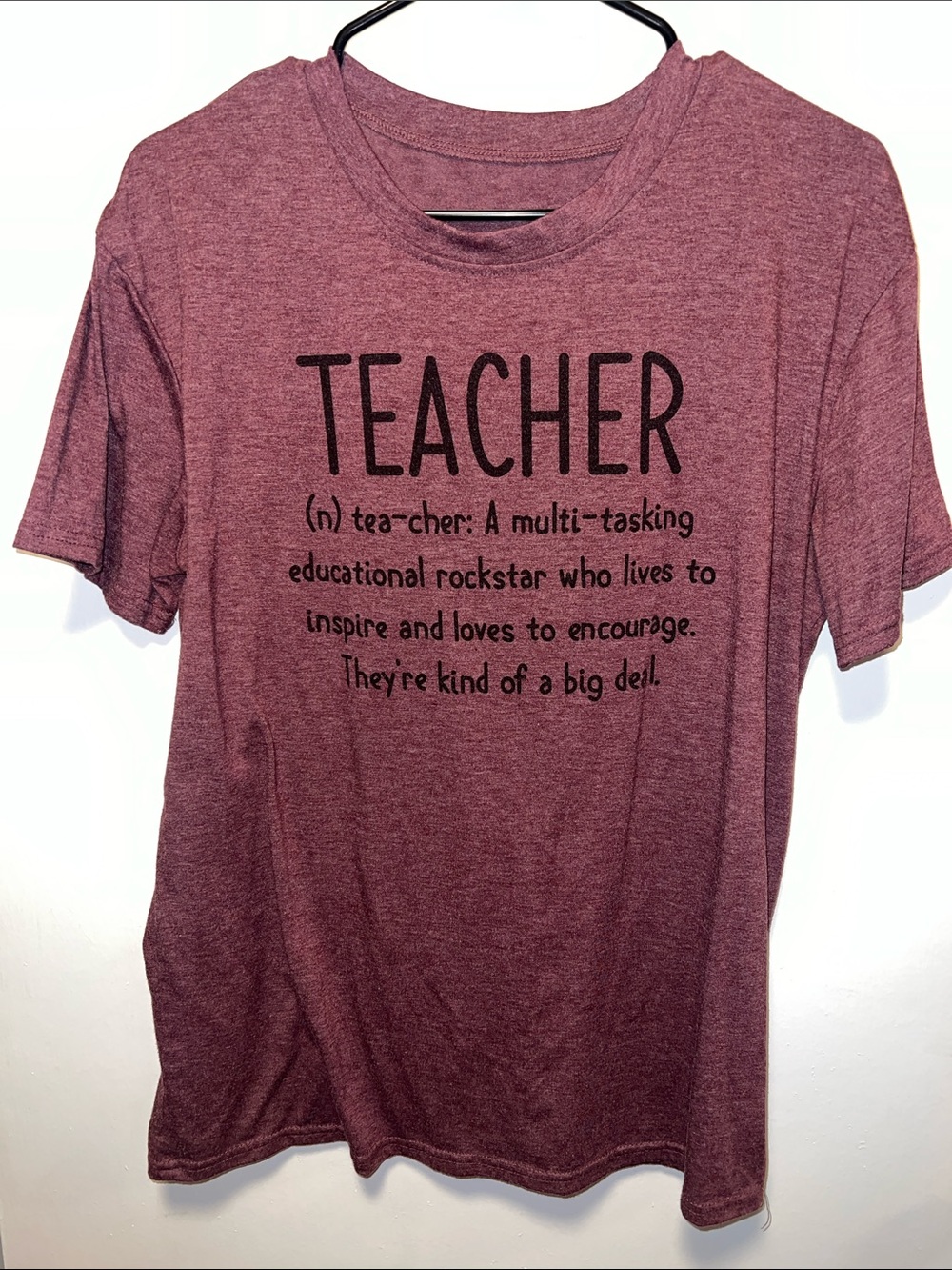 Teacher Graphic Tee - Heather Burgundy